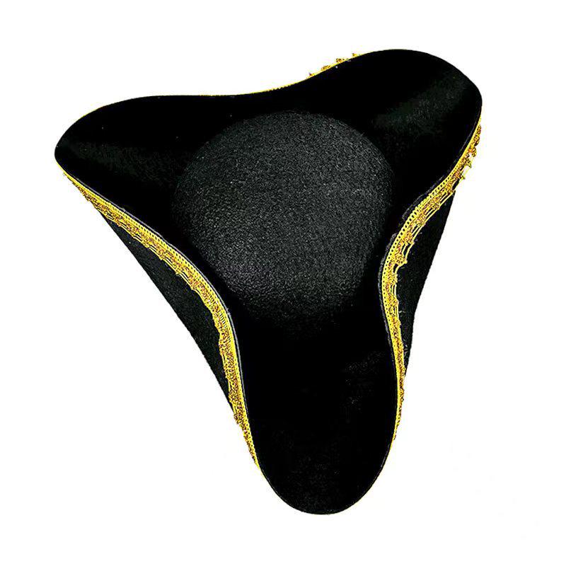 Caribbean Gold-Trimmed Pirate Hat for Halloween and Stage Performances