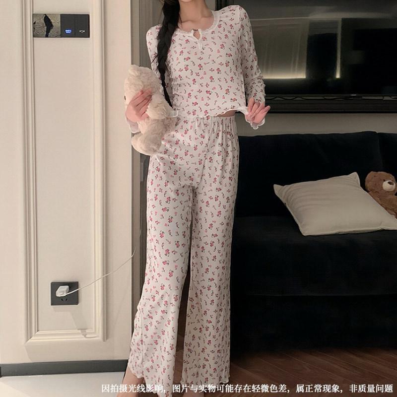 

Popular European and American style autumn and winter clothing sexy casual fashion long-sleeved trousers pajamas two-piece suit women Xl【 60-70kg 】