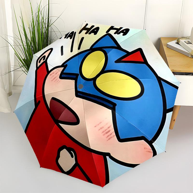 1pc Crayon Shin-chan Superhero Hero Automatic Open/Close Folding Umbrella, Windproof 8-Rib Construction, Lightweight Travel Umbrella for Women/Men