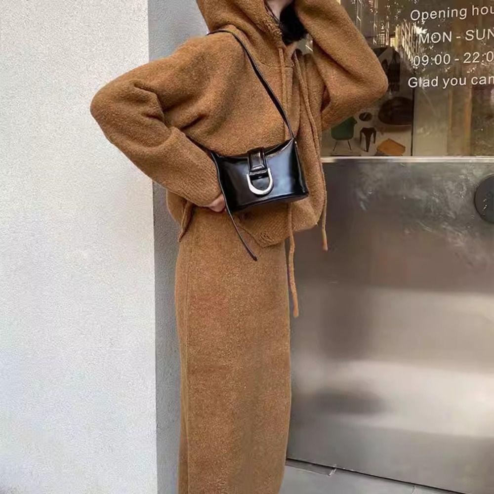 Korean Style Flap Crossbody Bags Fashion Design Versatile Saddle Bag Retro Bucket Bag  Outdoor