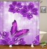 Colorful Tulip Lotus Flowers Trees Shower Curtain Bathroom Curtains Nature Flower Waterproof Polyester Fabric Bathtub Decor