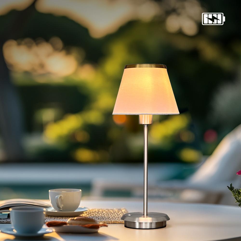Modern Rechargeable Led Table Lamps Cordless Restaurant Fabric Desk Lamp Bedside Light
