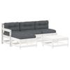 5 Piece White Garden Lounge Set with Cushions