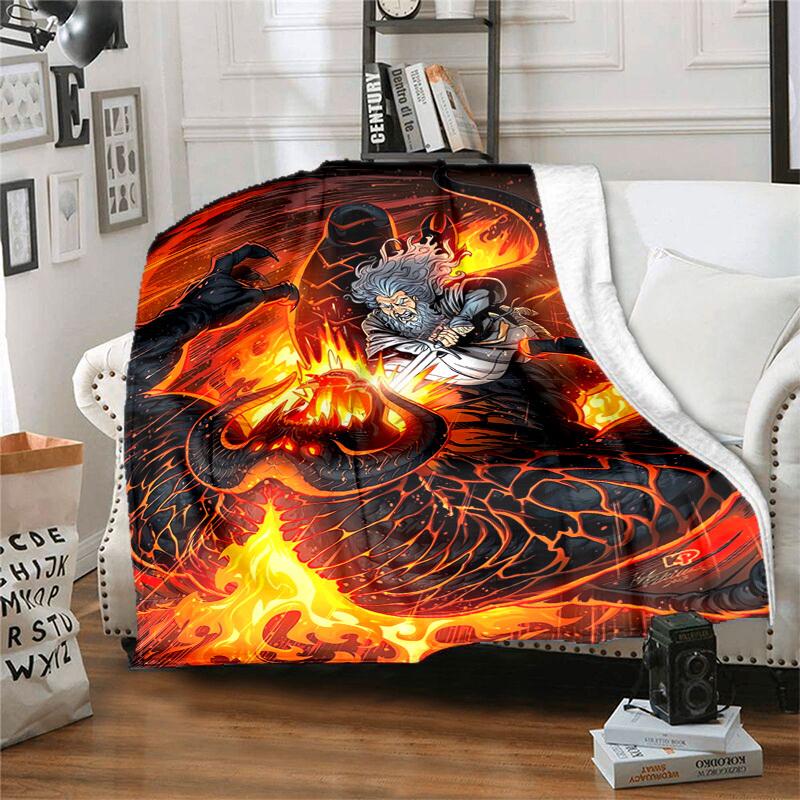 1pc Dragon Vs. Wizard: Epic Battle Cartoon Blanket,Portable Throw for Travel & Camping, All Season Cozy Blanket,Ideal Gift