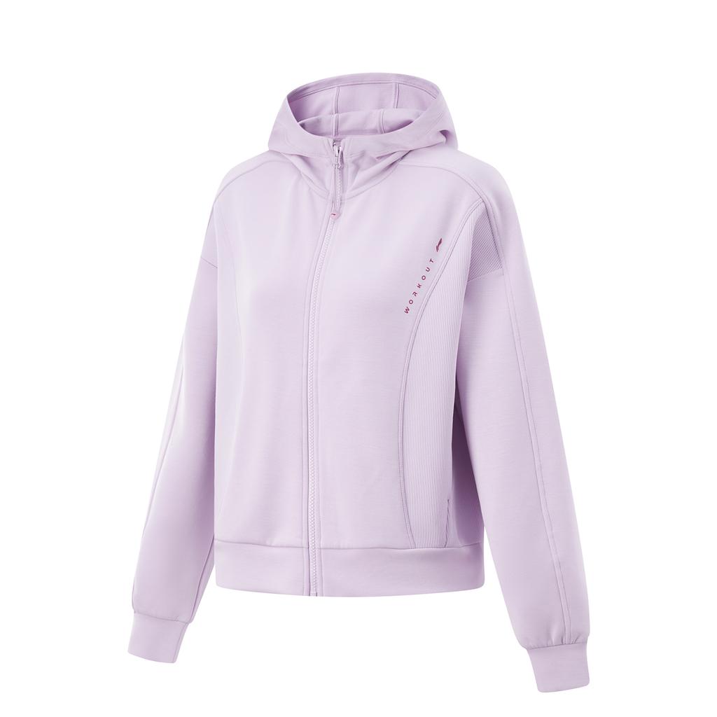 Li-Ning Comfortable Versatile Cardigan Hoodie Women Hoodies Cloud-Purple AWDV066-9
