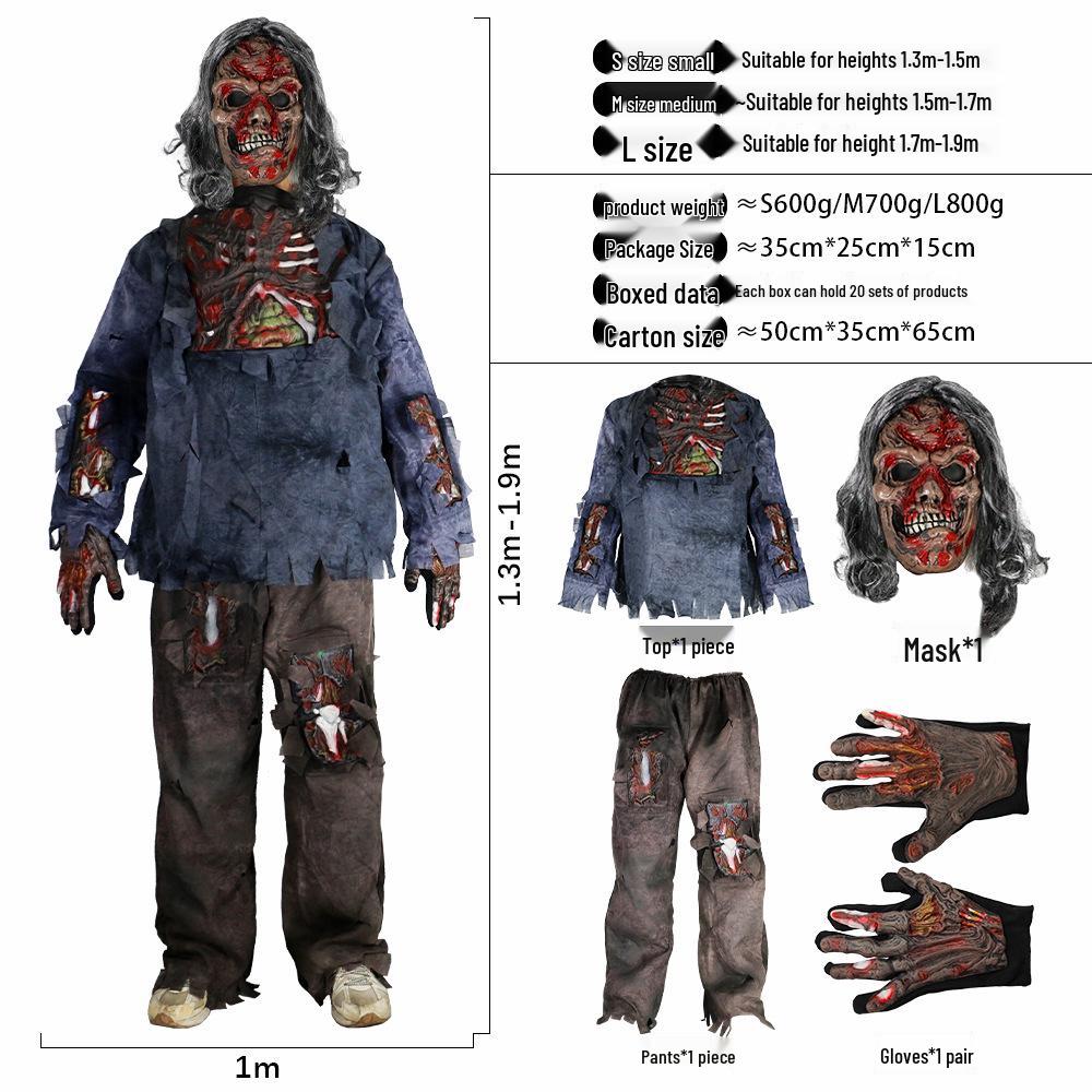 Burnt Zombie Costume Set: Halloween Masquerade Party and Haunted House Props