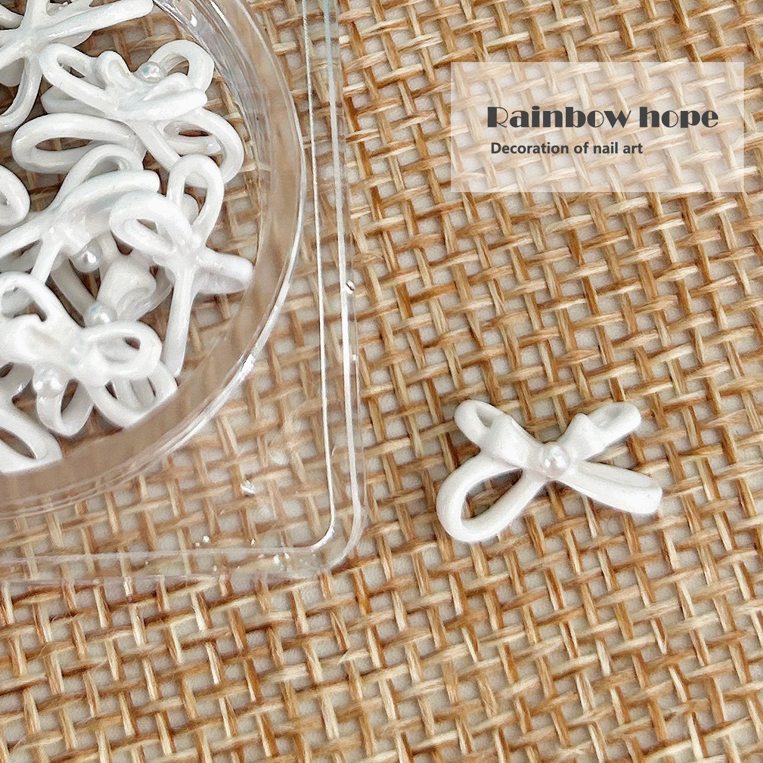 Cute Wind Spray Paint Pearl Bow Nail Art Jewelry Patch Handmade Three-Dimensional Wearing Nail Material Nail Decoration