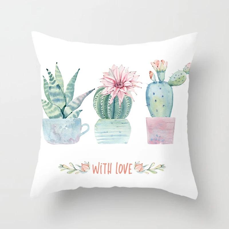

Цветок кактуса Декоративная наволочка Офис Гостиная Дома Наволочка Украшения для автомобиля 40x40cm