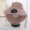 Solar Hat Fan Striped Wide Brim Fan UV Protection Fishing Hat