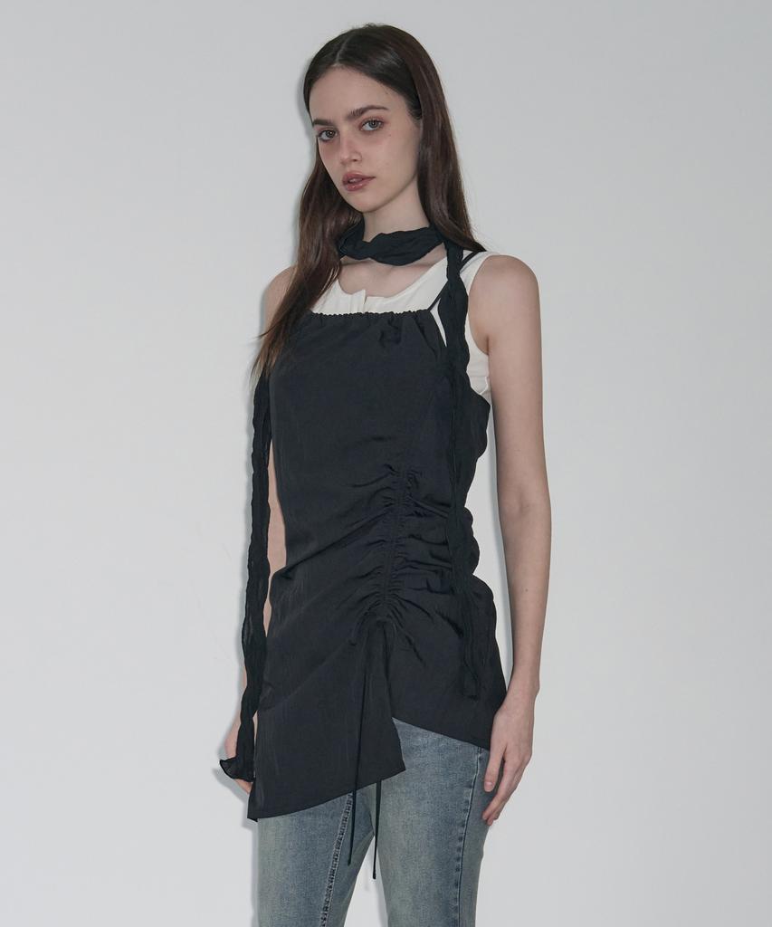 Ledeoli Shirred Layered Dress [White]