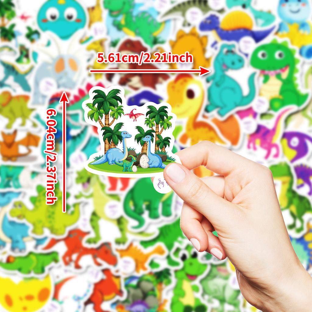 50 Hand-Drawn Cute Dinosaur Graffiti, Small Ears Easy To Tear Stickers, Children'S Cartoons, Waterproof, Non-Repeat Decorative Stickers