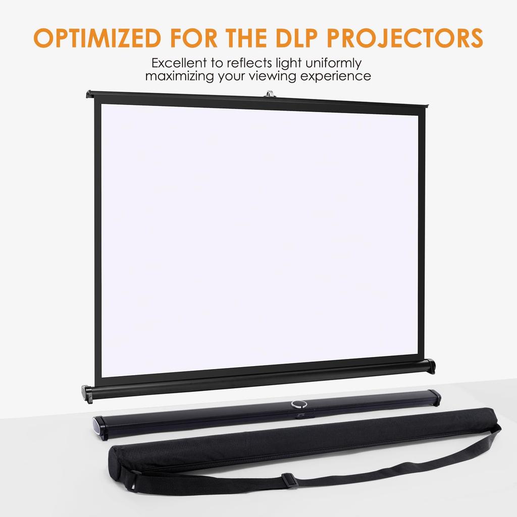 Ecran Proiector Docooler Ecran pentru Proiector de 50 Inch Ecran Portabil HD Proiecție Montat pe Perete pentru Home Theater Exterior Agățat, Proiector, 169