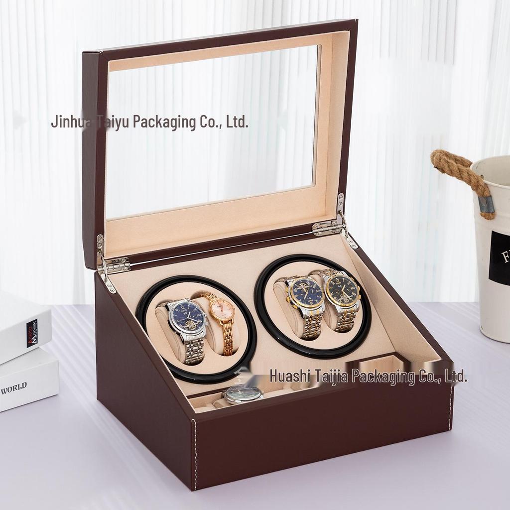 Luxury Leather Watch Winder & Storage Box for 4+6 Automatic Mechanical Watches, In Stock