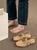 Gentle fairy style with skirt evening shoes low heel bag head sandals women's shoes simple and versatile rear empty square head single shoes