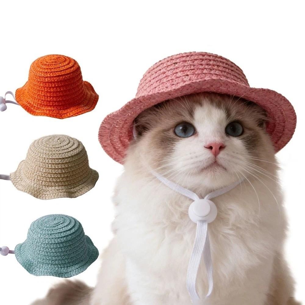 Breiter Rand Katzen-Sonnenhut Verstellbarer Haustier-Sonnenschutzhut Niedliche Hunde-Sonnenschutzkappe Zum Spazierengehen Wandern