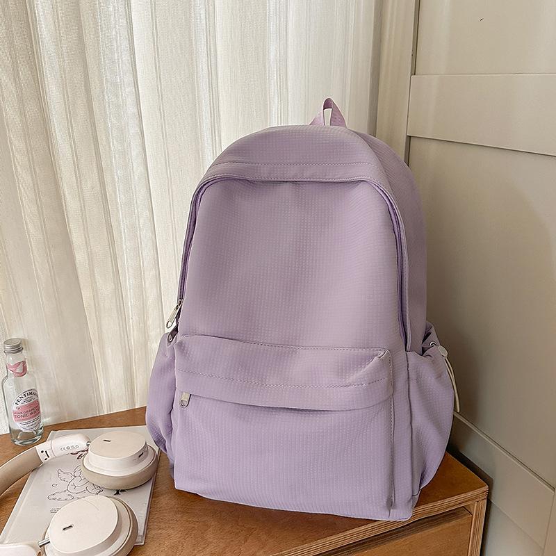 Schoolbag1011 New Versatile Japanese ins Solid Color Schoolbag Women's Casual Large Capacity Waterproof Female Student Backpack Backpack