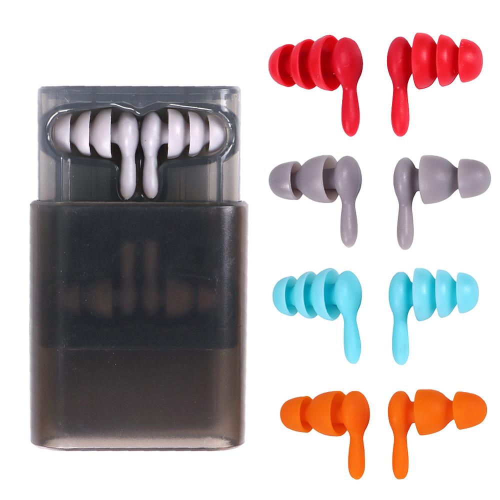 2 Pairs Sleeping Ear Plug Anti Noise Sound Insulation Ear Protection Travel Earplugs Waterproof Soft Silicone Swiming Earplugs
