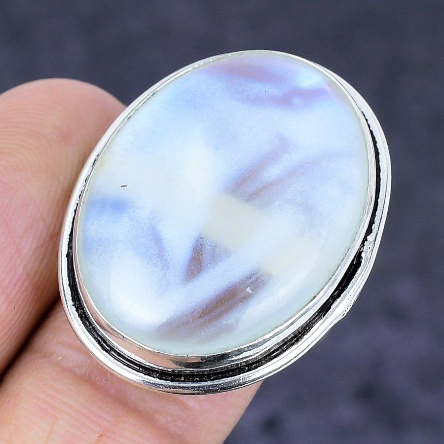 Natural Milky Opal Gemstone 925 Sterling Silver Jewelry Ring Size 8 P2a40