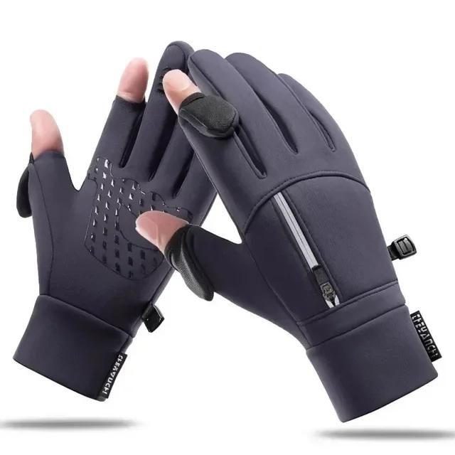 Schneemobilhandschuhe 2-Finger-Klappe wasserdichte Handschuhe winddicht Herren Damen warme schützende Schneemobilhandschuhe M gray
