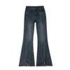 Women's High-Waisted Frayed Micro-Flare Jeans - Slimming Retro Style for Spring/Autumn 2025