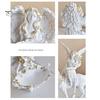 Small Angel Figurine Resin Figurine, Half Body Winged Fairy Sculpture with Gold Trim, Matte Warm White Decor Desk for Bedroom Shelf Gift Women