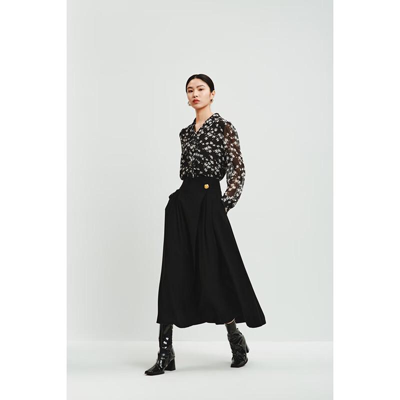 Gejin Women s Tie-Neck Long Sleeve Printed Chiffon Blouse 2XL