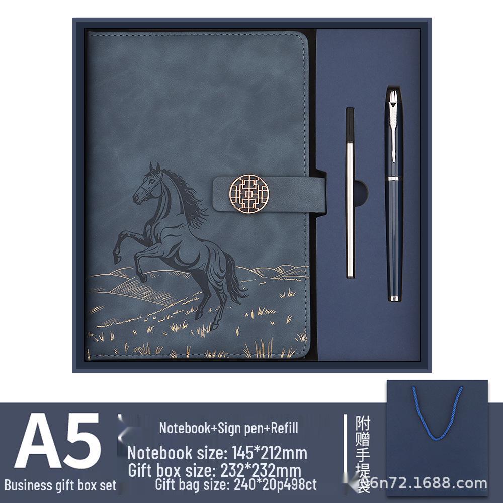 Year of the Horse Chinese Style Customizable Gift Set: A5 Notebook & Thermos Cup with Logo