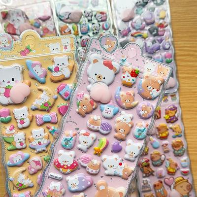 2Sheets Cartoon Sticker 3D Pvc Hollow Puffy Squishy Rabbit Capybara Bear For Phone Case Laptop Decoration Journal Diy Collage