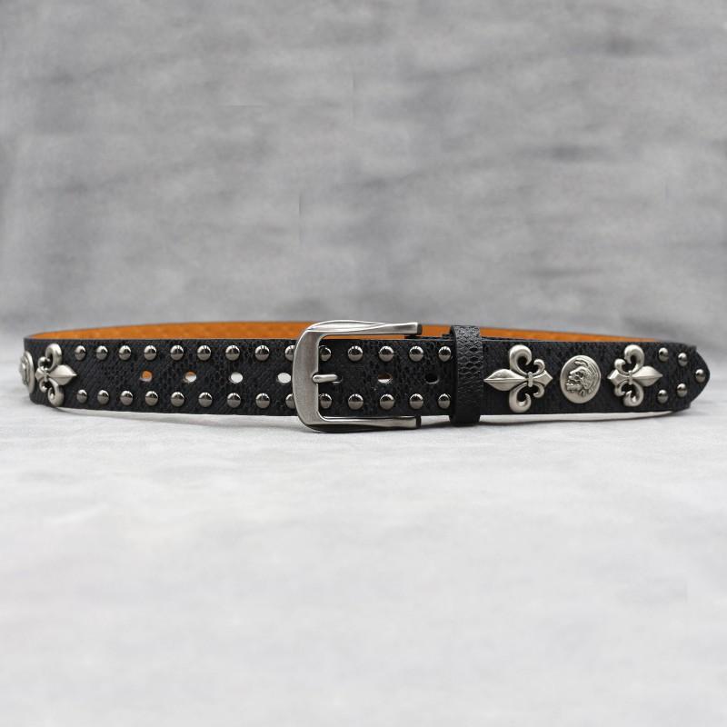 Original Punk Belt Men Women Skull Rivet Snake PU Leather Needle Buckle 105-125cm