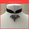 Gothic Silver Bat Pendant Necklace With Cross Chain For Vampire Role Play
