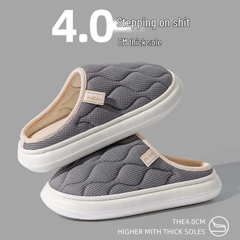 Dámské protiskluzové bavlněné pantofle do interiéru - teplé, s tlustou podrážkou, vhodné na jaro, podzim, zimu a pro muže.