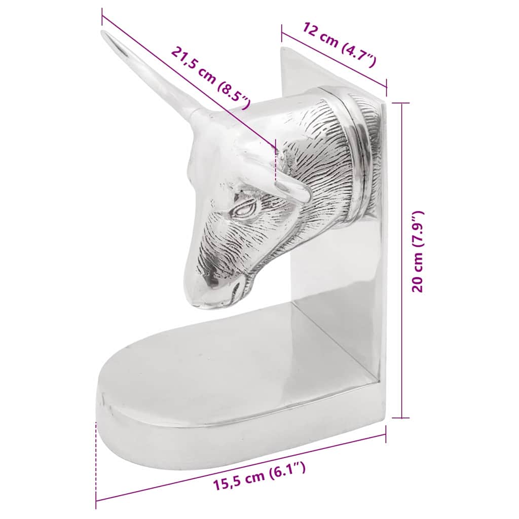 Bookends 2 pcs Silver 21.5 x 15.5 x 20 cm Aluminum