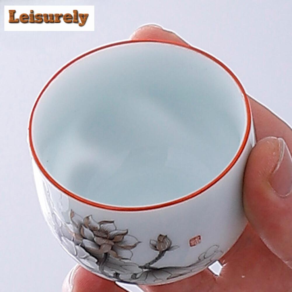 65ml Dehua White Porcelain Teacup Single Ceramic Cup Bowl Tea Tasting Mug Wing-handled Cup Thickened Master Cup Kung Fu Teaset