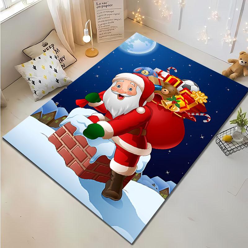 3D Christmas Cartoon Carpet, Living Room Bedroom Home Decor Carpet Garden Lawn Carpet Kitchen Kids Bedroom Mat Christmas Present