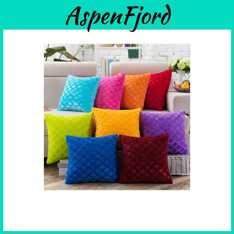 Elegant Solid Bright Color Grids Checks Decorative Pillow Soft Velvet Cushion Cover