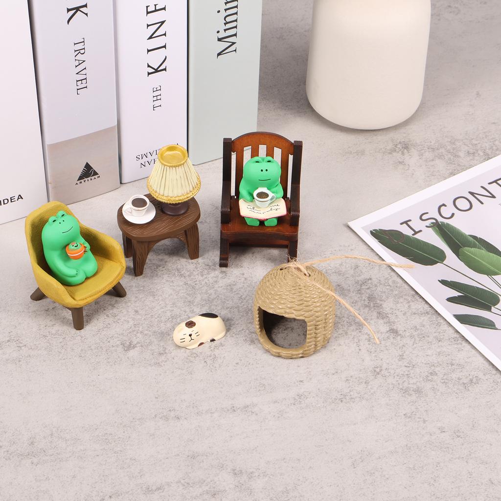 Set de figurine de broasca 7 buc Set de broasca in miniatura decor de gradina Set de decoratiuni de broasca Mini sculptura pentru birou decor dormitor cadou de aniversare