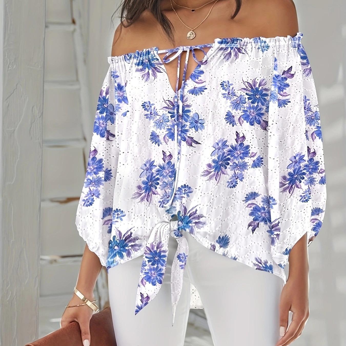 

Новый осенний сексуальный топ с открытым плечом, с открытыми плечами, с длинным рукавом, с рукавом-фонариком, свободного кроя для женщин 5XL синий