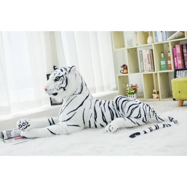 30-120 cm Lifelike Tiger Leopard Plush Toys Soft Stuffed Animals Simulation White Tiger Jaguar Doll Children Kids Birthday Gifts