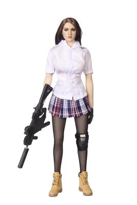1/6 Scale: 1 White Shirt + 1 Checked JK Skirt (body, Head, Shoes, Etc. Not Included)