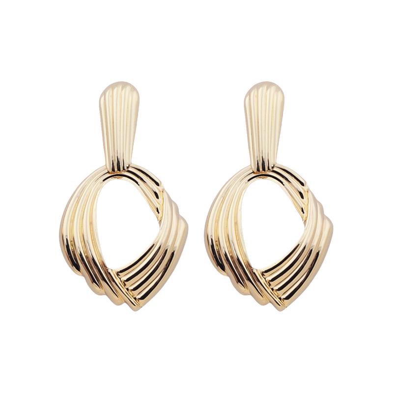 Exaggerated Geometric Irregularity Smooth Metal Twist Pendant Earrings for Women Temperament Jewelry