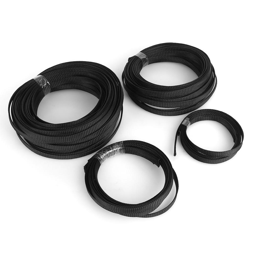 Black 10mm Expandable Braided PET Sleeving Cable High Densely 10m