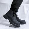 Martin Boots Men'S New High-Top Big-Headed Leather Shoes Derby Shoes Thick-Soled Heightening Tooling Short Boots 32053-R