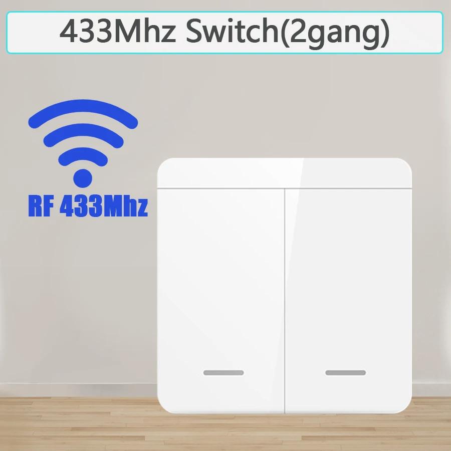 Wireless Smart RF 433Mhz Wall Panel with Remote Control 1/2/3gang Mini Relay Receiver Home Led Light Lamp Switch