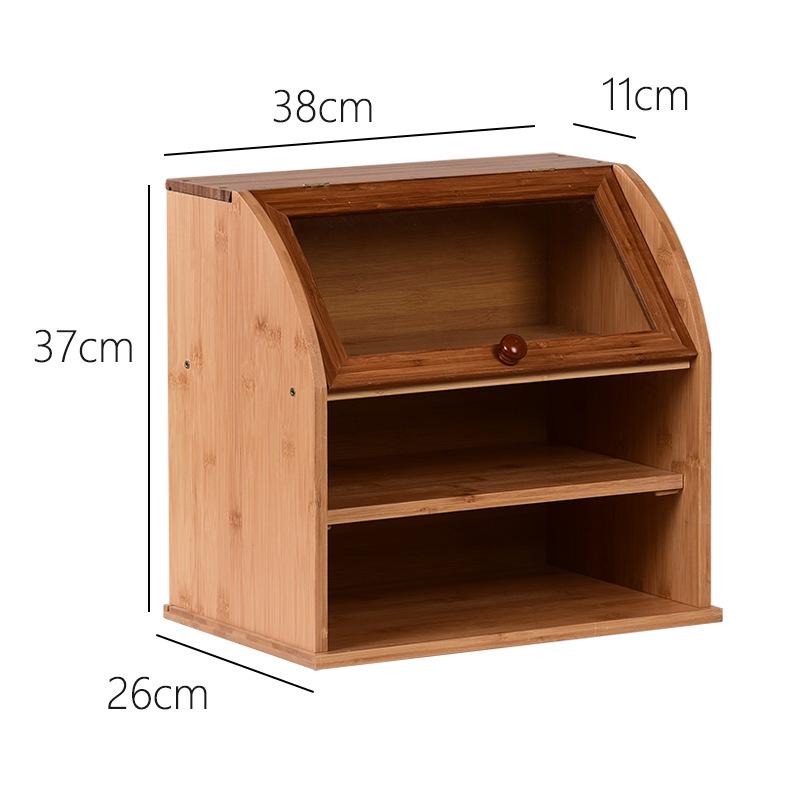 Трехъярусный бамбуковый хлебный ящик: Утолщенный, Пылезащитный, С откидной крышкой, Кондитерский и десертный, Для хранения свежести, Кухонный контейнер для хранения