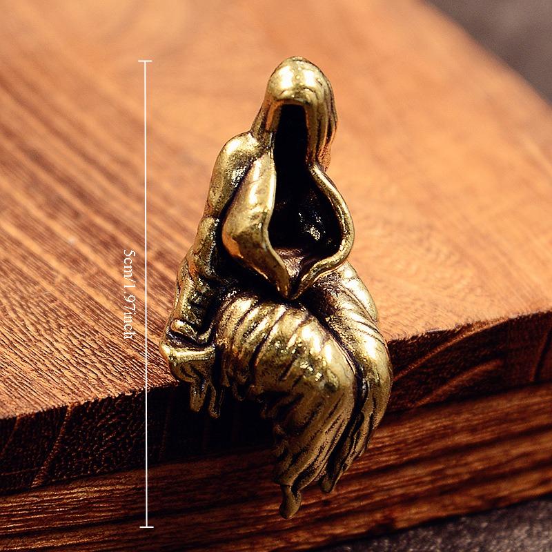 Vintage Brass Zombie Statue Horror Skull Mage Ghost Sculpture Death Reaper Figurine Prank Decoration Desktop Ornament Home Decor