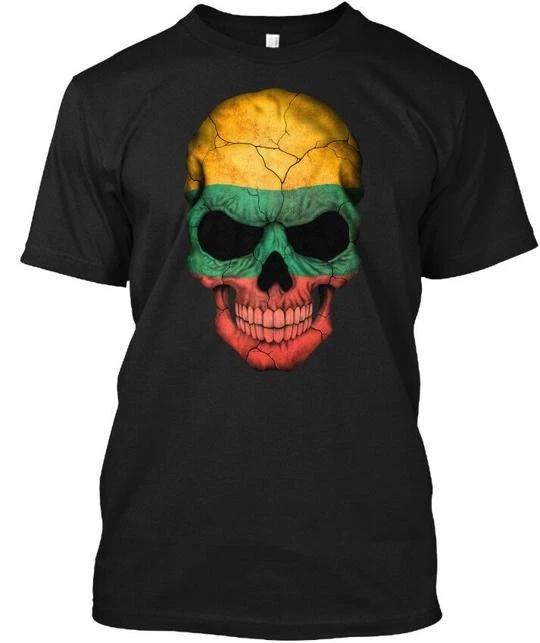 Lithuanian Flag Skull TTshirt Made in the USA Size S to 5XL XL