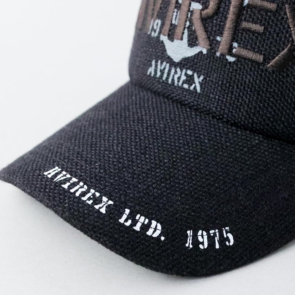 AVIREX Standard Military Mesh Cap Black XL Denim Jute Big Size Baseball Hat for Men