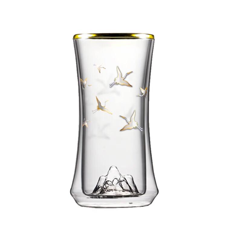 Ge Bei Tang Crane Gold & Silver Double-Layer Glass Tea Cup