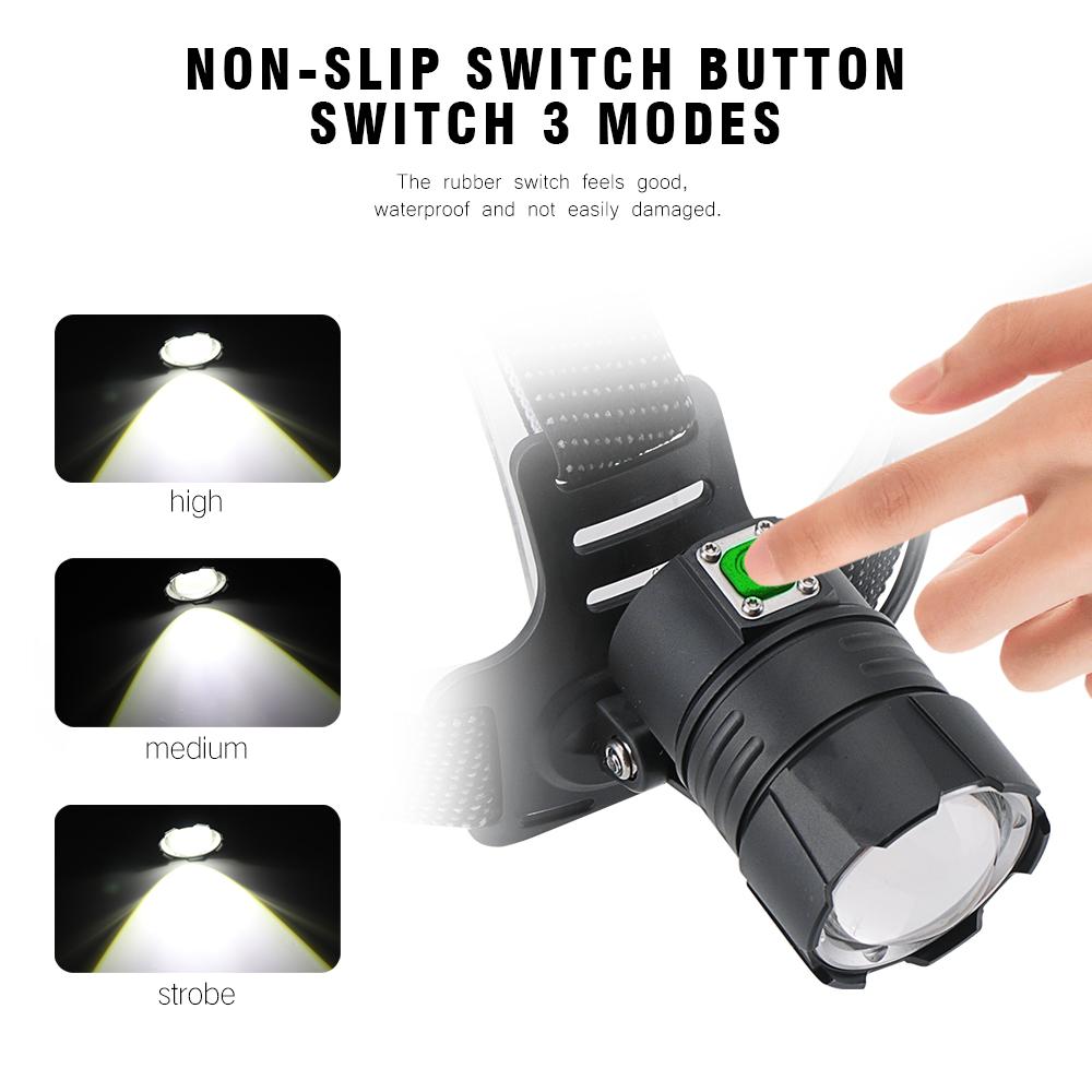 XHP70.2 LED Powerful Headlamp 5000LM 3 Mode Zoom Headlight Rechargeable 18650 Waterproof Head Torch for Camping Hunting