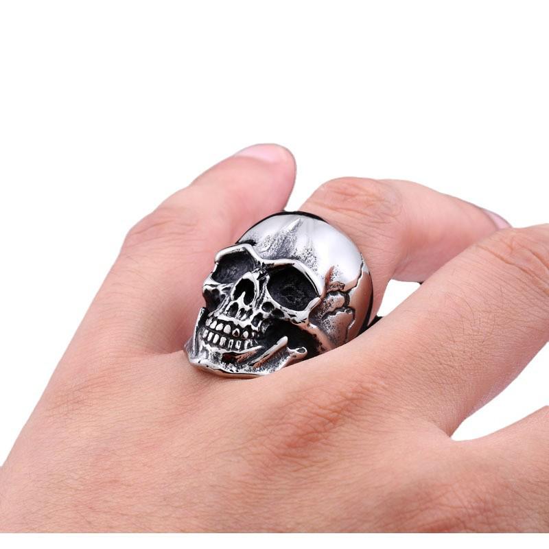 Titanium Steel Men's Domineering Punk Skull Ring